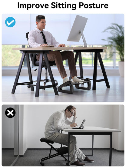 HEETA Foot Rest, Adjustable Height Under Desk Foot Rest Ergonomic Foot Stool with Massager Function for Offie and Home, Easy to Assemble, Pressure