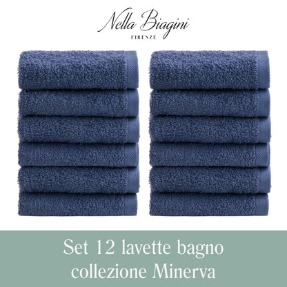 NELLA BIAGINI Minerva Bathroom Washcloths 30 x 30 cm, Set of 12, 100% Pure Terry Cotton, 420 g/m², Soft, Absorbent, Practical, Durable, Solid Colour