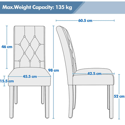 Yaheetech Faux Leather Dining Room Chairs Set of 2 with High Back, Grey
