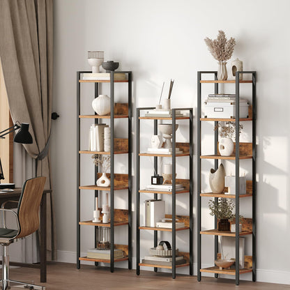 MAHANCRIS Bookshelf, 6-Tier Bookcase, Standing Book Shelf for Small Space, Storage Shelf Organizer, for Living Room, Bedroom, Study, Balcony