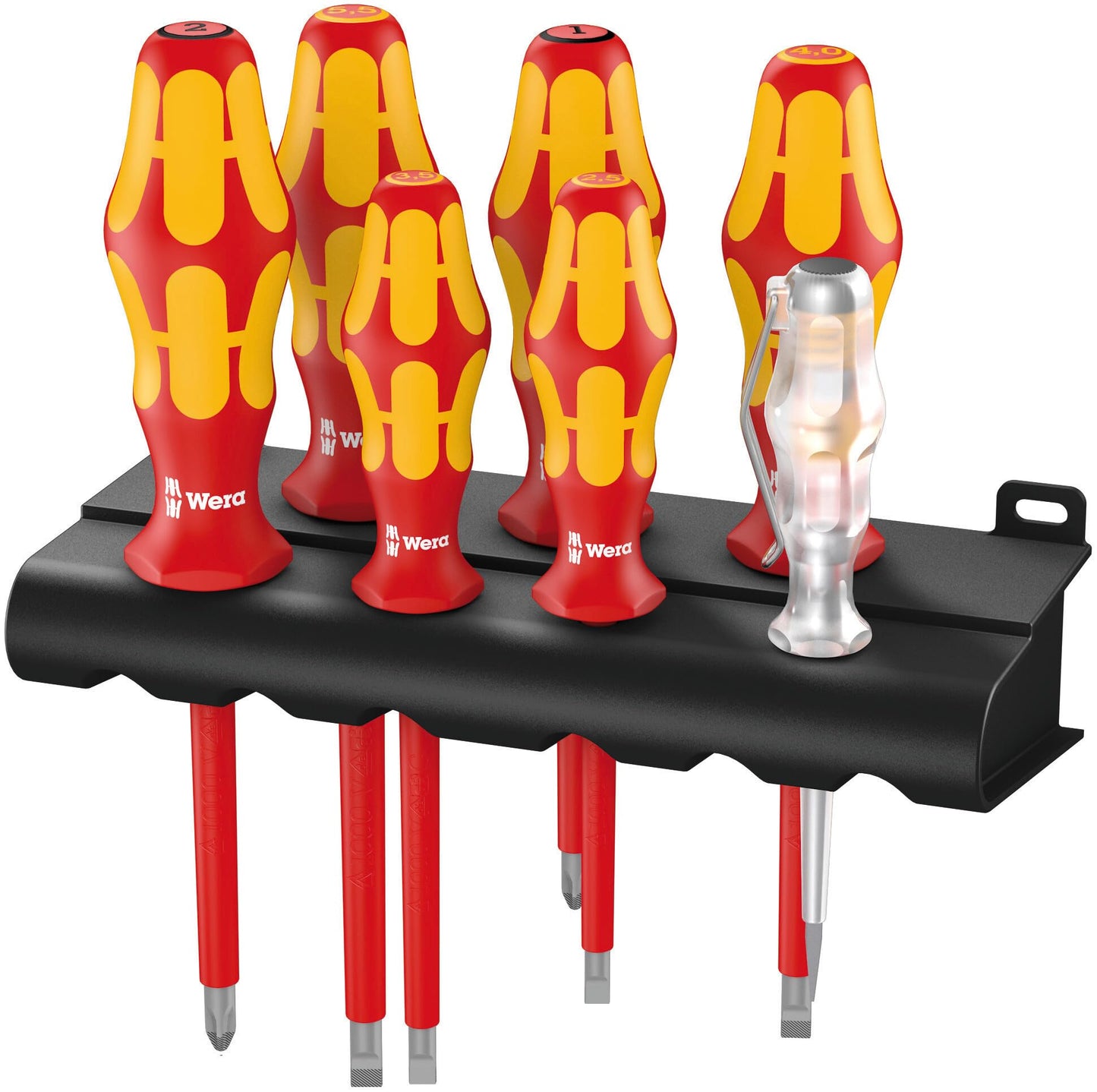 Wera 160 i/165 i/7 VDE Kraftform Alloy Steel Lasertip screwdriver Set, SL/PZ, 7pc, 05006148001 , Multi-colour