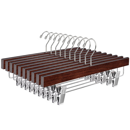 Amber Home 10pcs Wooden Trousers Hangers, Wood Skirts Hangers, Antique
