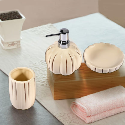 Fall Bathroom Accessory Set of 3, Harvest Pumpkin Bathroom Decor, Ceramic Bathroom Accessories Complete -Toothbrush Holders, Soap Dispenser