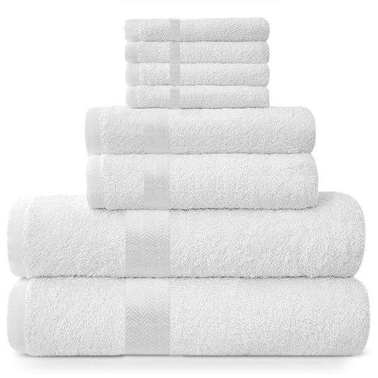 Midland Bedding 8 Piece Bale Towel Set, Cotton Towels Set - 4 Wash Cloths/Face Towels, 2 Bath Towels and 2 Hand Towels for Bathroom. 400 GSM Thread