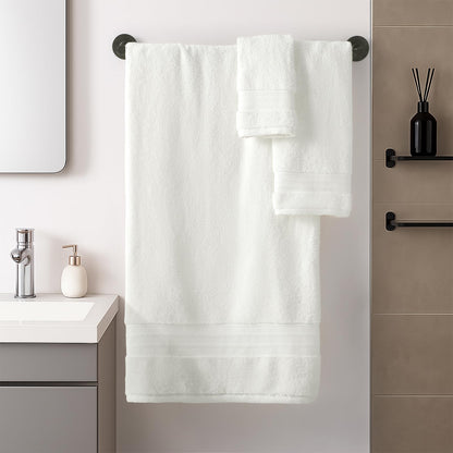 REDKISS 8 Piece Towels Set with Hanging Loop-Quick Drying & Soft, Off-White