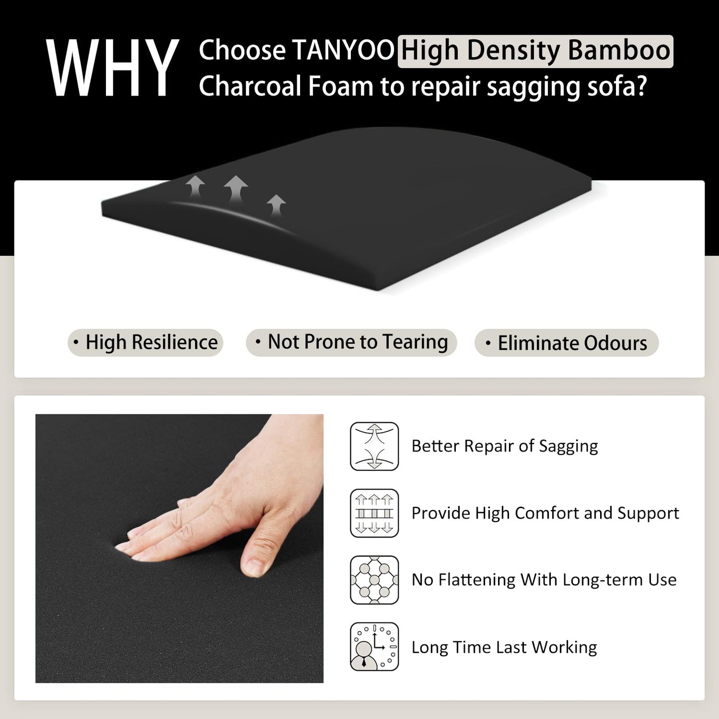 TANYOO Sofa Cushion Support for Sagging Seat Curve Furniture Seat Under Cushion Sag Repair -1Pack
