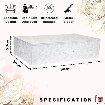 Breathable White with Silver Floral Design Large Wedding Dress Box - Underbed Storage Boxes, Wedding Dress Storage Box