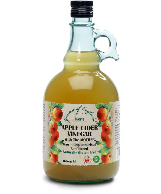 Kent Apple Cider Vinegar 1 x 1L - with "Mother" - Raw - Unpasturised - Unfiltered - GMO Free