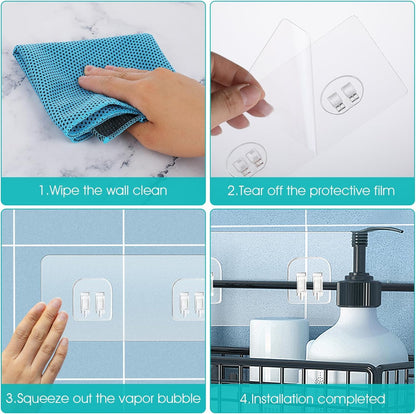 Shower Caddy Adhesive Hooks Replacement - 6 pack Double Claw Wall Hooks - Corner Shower Caddy Adhesive Sticker Hooks,Strong Adhesive Hooks