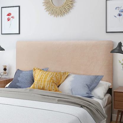 DUJUIKE Bed Slipcover, Stretch Bed Cover, Dustproof Protector for Linen Fabric Tufted Upholstered Headboard (Camel, Full Headboard Length (47"-55"))