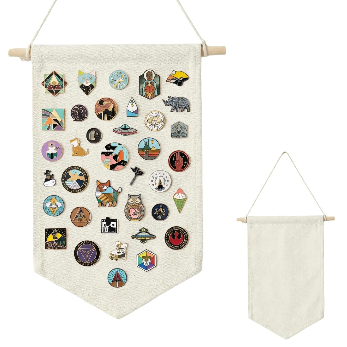 GAZIL Pin Badge Display Organizer, Canvas Brooch Holder Banner for Pin Badges, Rosette & Enamel Pin Storage Case