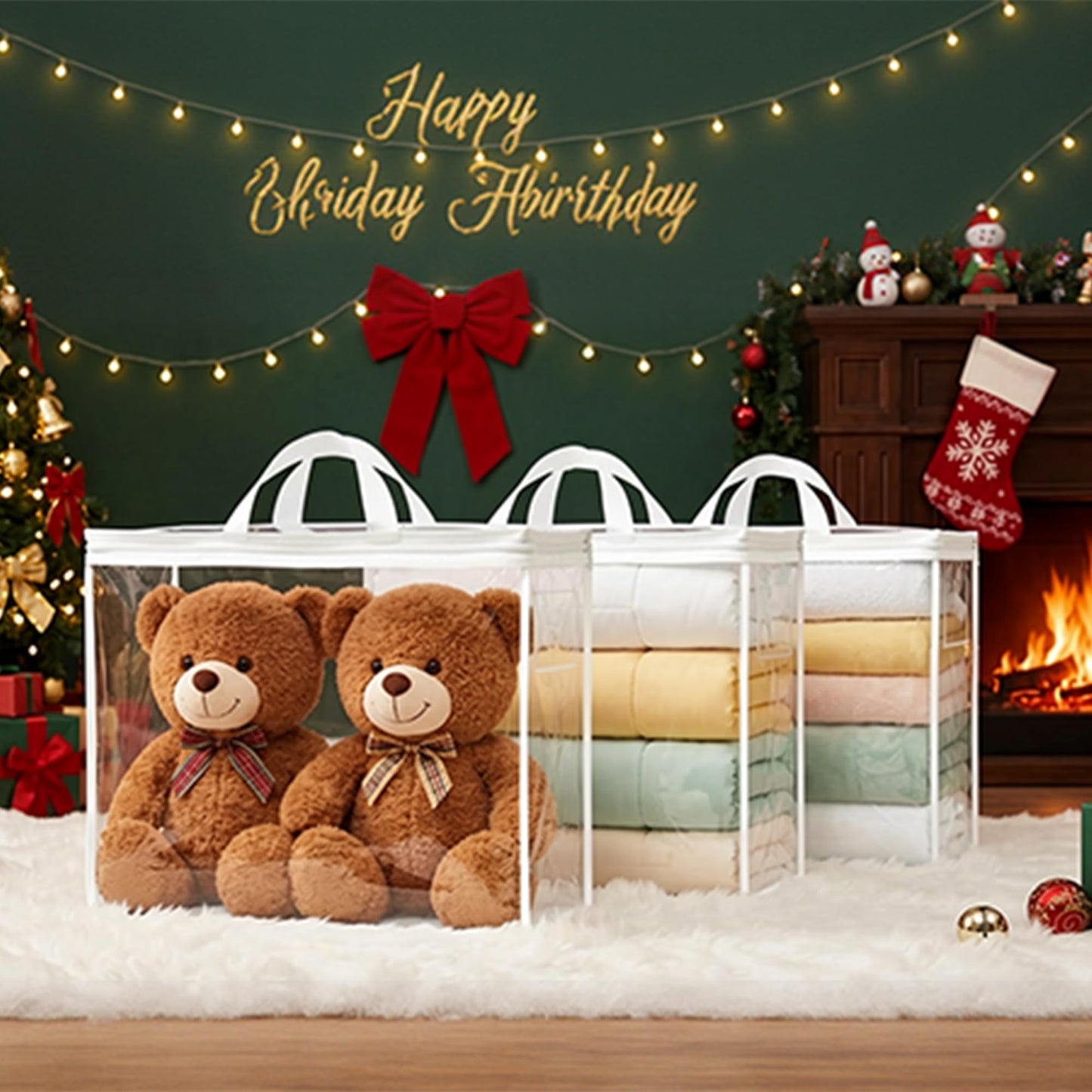 Clear Zippered Storage Bag Foldable Storage Bag, 22L Clear Storage Bags for Clothes, and Blanket Storage Bags for Bedding, CDs, Blankets, Comforters