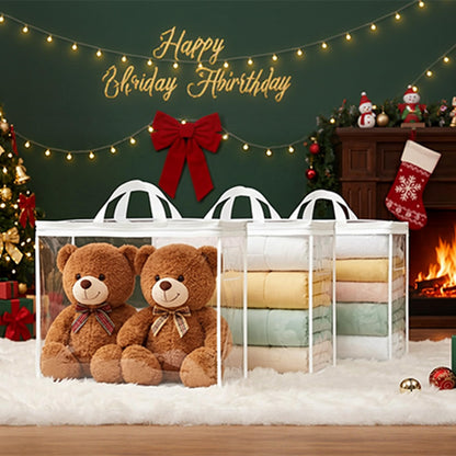 Clear Zippered Storage Bag Foldable Storage Bag, 22L Clear Storage Bags for Clothes, and Blanket Storage Bags for Bedding, CDs, Blankets, Comforters