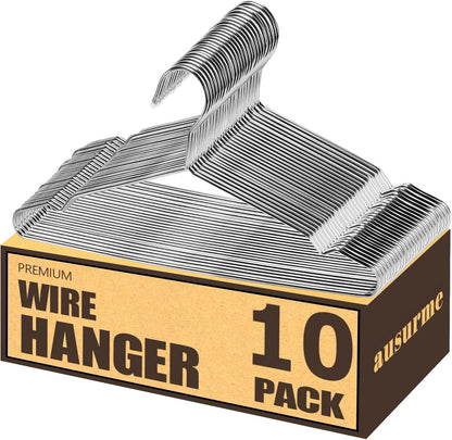 ausurme 10 Pack Wire Hangers, 16.5 Inch, Silver, Stainless Steel