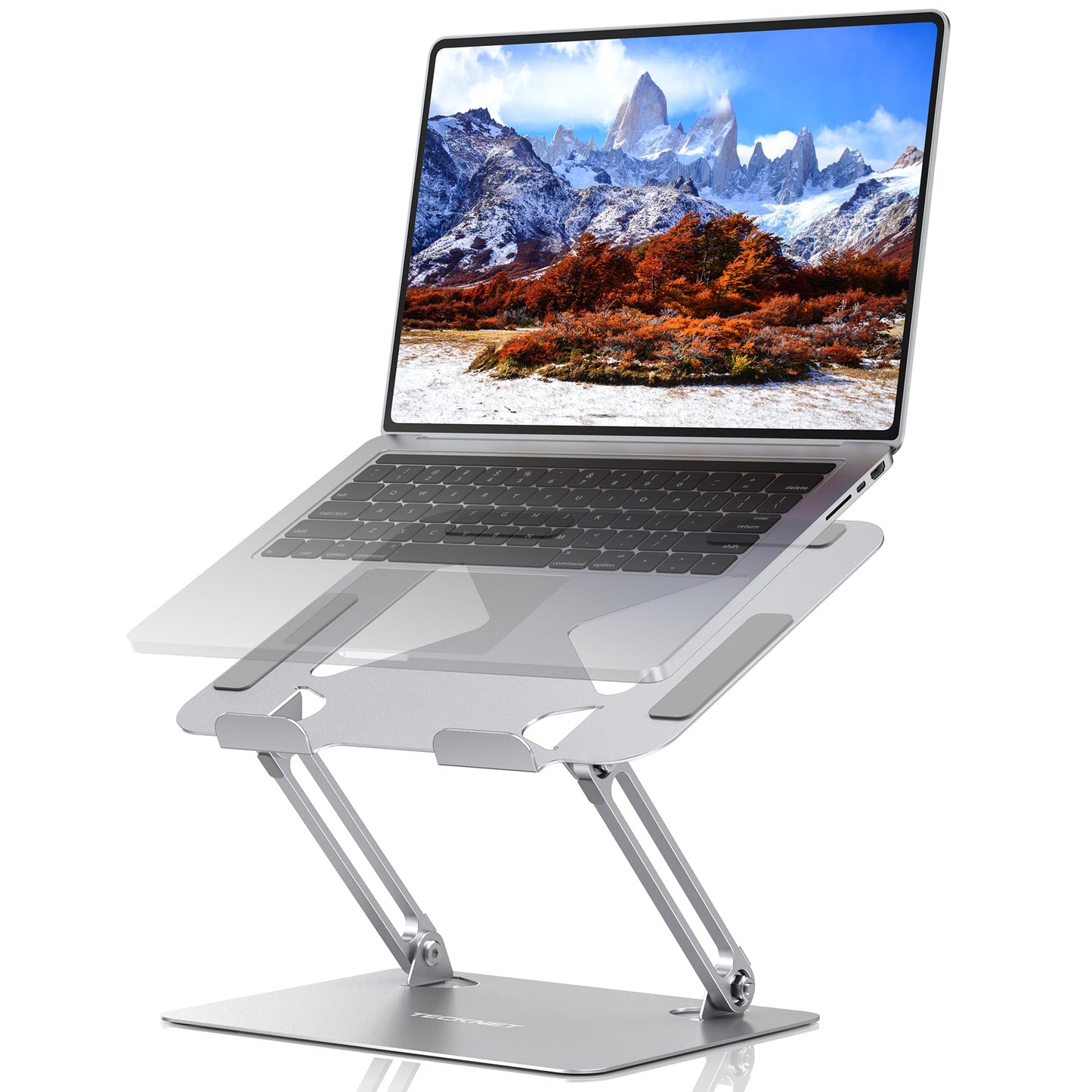 TECKNET Laptop Stand for Desk, Ergonomic Foldable Laptop Riser, Silver