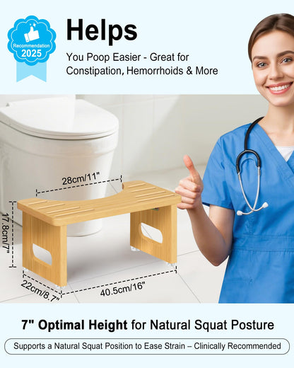 YOSE Wood Toilet Stool Squat Adult, Foldable Squatting Potty for Bathroom, Dual Anti-Slip Potty Step Stool for Pooping