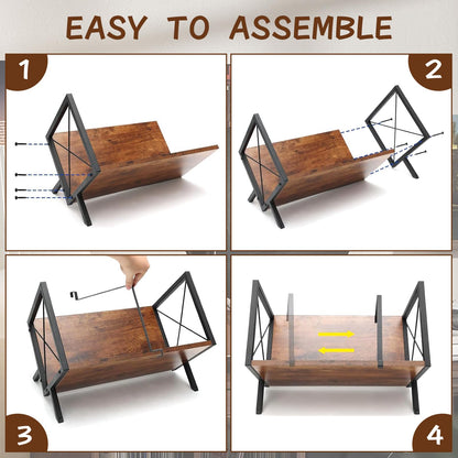 NBOUOU Vinyl Record Storage Rack, Record Holder with Adjustable Divider 80 LP Capacity, Magazine Rack Brown Retro Style Organizer
