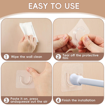 10Pcs Transparent Self Adhesive Curtain Holder - No Drilling Adhesive Wall Mounted Shower Curtain Bracket for Wall Bathroom Wardrobe