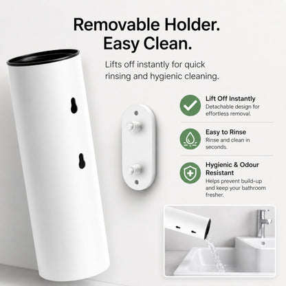 White Wall Mounted Toilet Brush & Holder – Silicone Toilet Brush, Matte White 304 Stainless Steel, Self-Adhesive or Screw Fixing