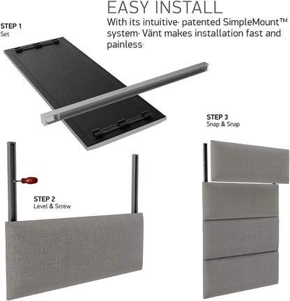 VANT Upholstered Accent Wall Panels - Packs of 4 - Easy to Install - Twin-King Size Headboard (91cm Wide, Metallic Gold)