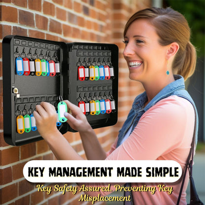Flexzion Key Cabinet Key Lock Box Wall Mount with 60 Key Holder Organizer Locker Case