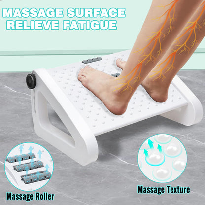 Hmfmdy Foot Rest Under Desk, Office Foot Rest with Massage Texture and Roller, Adjustable Height Ergonomic Foot Stool Under Desk for Office and Home