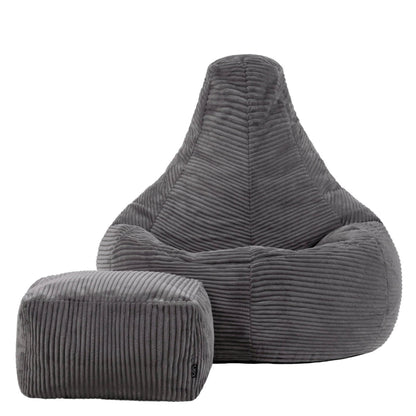 icon Dalton Cord Bean Bag & Footstool with Filling Included, Grey