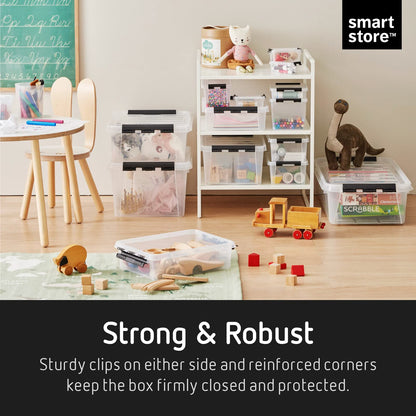 SmartStore 14L Clear Plastic Storage Boxes with Lid, 10 Pack, Reinforced, 10 Year Guarantee, Food Safe, Clip Locked, Stackable and Nestable, BPA Free