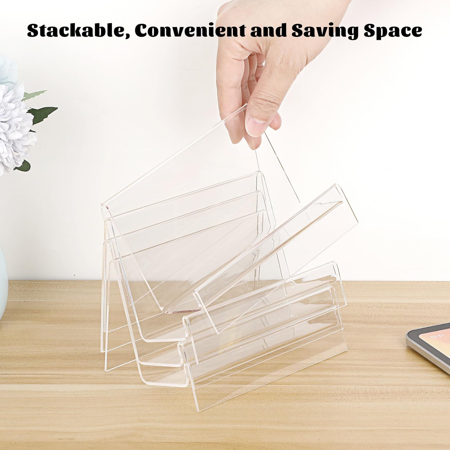 SUMNACON 8pcs Acrylic Purse Wallet Display Stand, Clear (Only Stand)