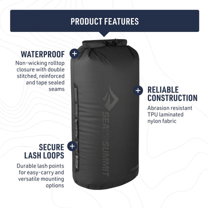 Sea to Summit - Big River Dry Bag XL 35L - Waterproof - Roll-Top - Resistant Fabric - Grab Handles, Lash Point & D-Ring - For Kayaking & Motorcycle