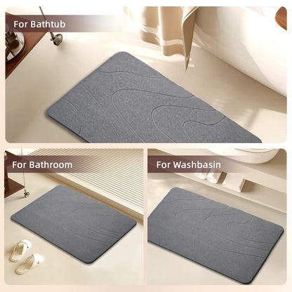 Dai Lufei Stone Bath Mat - Natural Diatomaceous Earth Super Absorbent Shower Mat, Quick Drying, Non-Slip Bath Mat, Bath and Bathroom Floor (Dark Grey)