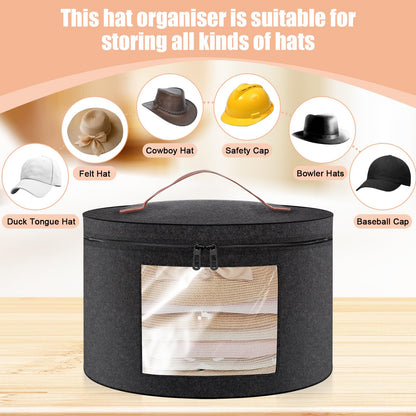 Round Hat Boxes with Lids, 43 x 26cm Felt Hat Storage Box
