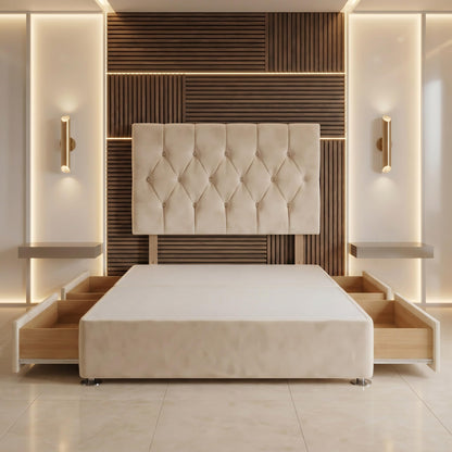 Bed Centre Ziggy Plush Single Divan Base 30" Headboard, Ivory, 0 Draw