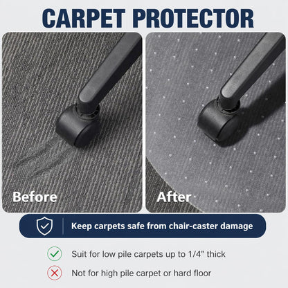 Thickened Office Chair Mat for Carpet, 100×100cm Round, 3mm Thick Clear Heavy Duty Floor Protector with Anti-Slip Particles for Office & Home