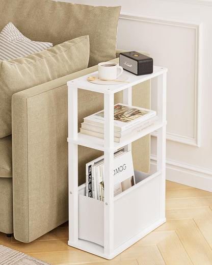 Apetaccat Narrow Side Table for Small Spaces, Slim End Table with Storage Basket, Small Bedside Table for Bedroom
