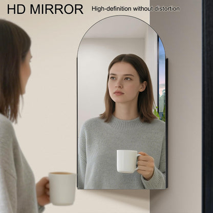 Ymahizax Corner Bathroom Cabinets with Mirror, Black Arched Bathroom Mirror Cabinet, 80x40CM Mirrored Cabinet for Bathroom