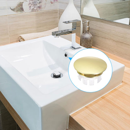 sourcing map Sink Trim Overflow Cover, Sink Overflow Rings Bathroom Kitchen Basin Drain Cover Hole Insert in Round Caps, Gold Tone