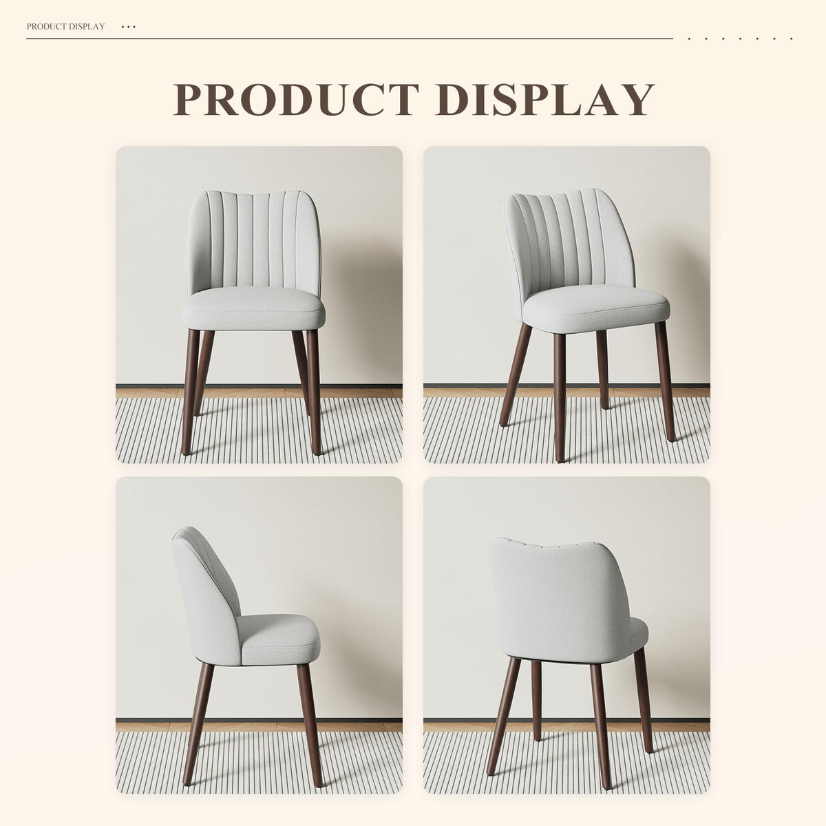 MALOL Upholstered Dining Chairs Set of 6, Fabric Chairs for Dining Room with Solid Wood Legs and Thick Seat Cushion