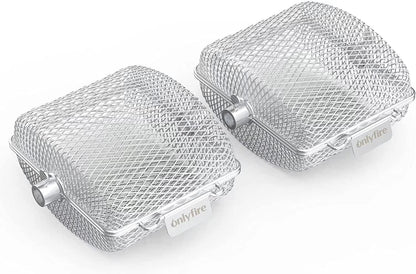 Onlyfire 2-Pack Rotisserie Spit Grill Basket Cage,Stainless Steel/Mini Size 17 * 15 * 9cm,Fits most Charcoal and Gas grills