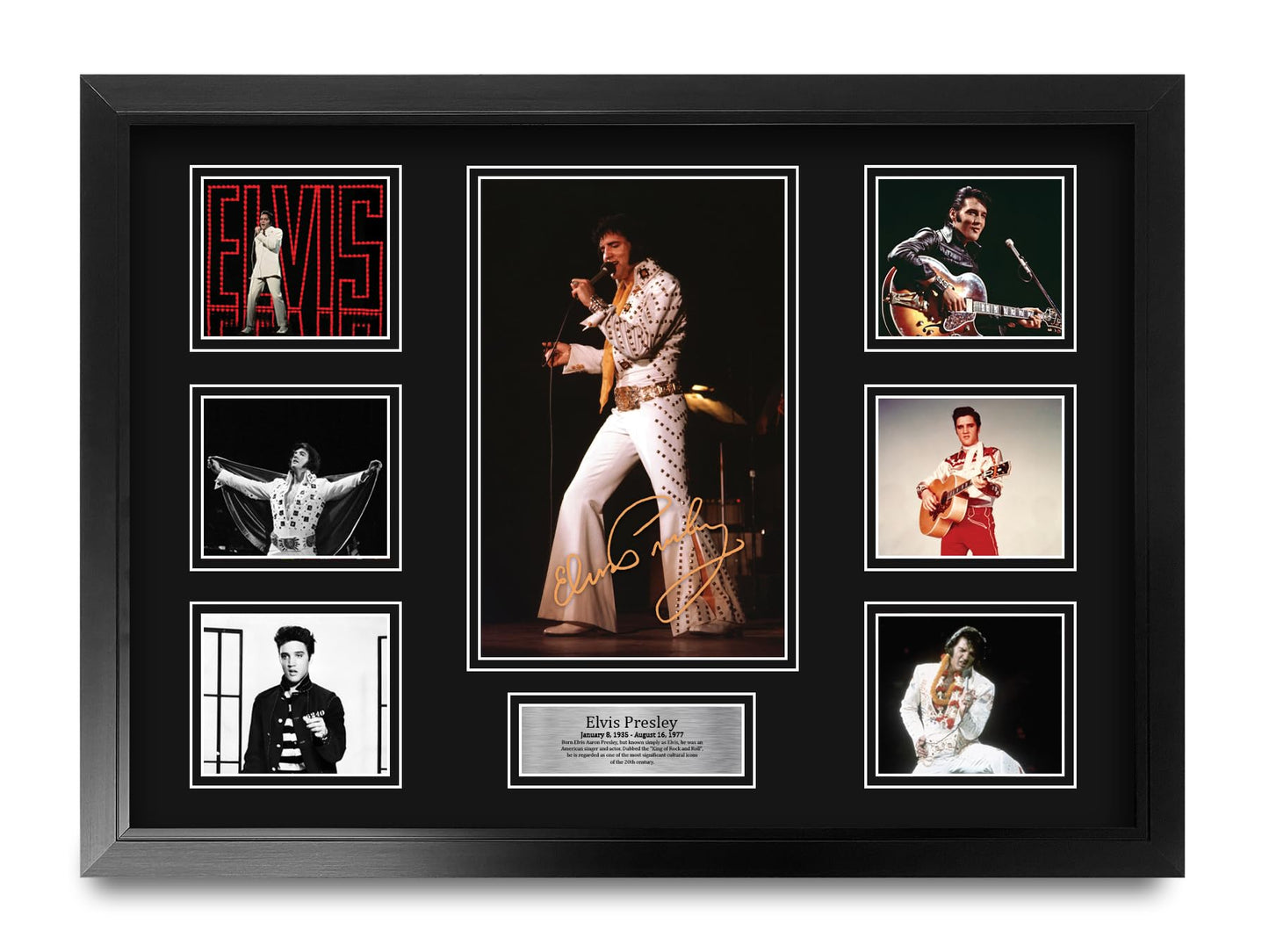HWC Trading FR A2 Elvis Presley Gifts Deluxe Printed Signed Autograph Picture for The King of Rock and Roll - A2 Framed