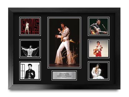 HWC Trading FR A2 Elvis Presley Gifts Deluxe Printed Signed Autograph Picture for The King of Rock and Roll - A2 Framed