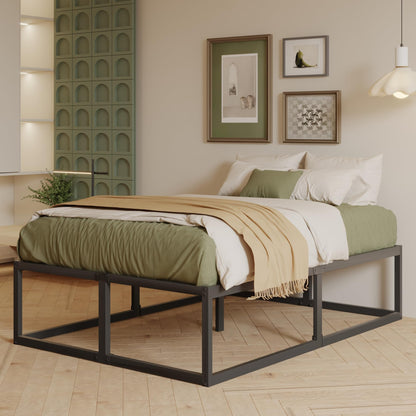EMODA Small Double Bed Frame 4ft with Sturdy Slats Support, Black