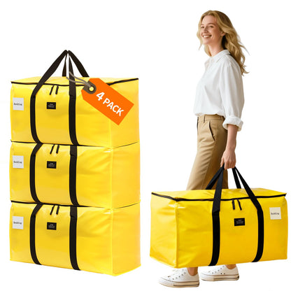 JIAWEN 4 Pack Moving Bags and Storage Bags - 95L Heavy Duty Moving Boxes