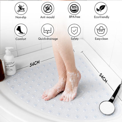 XIYUNTE Corner Shower Mat Non Slip Anti Mould - 54 x 54cm Non Slip Shower Mats for Inside Shower Corner, Bath Mat for Corner Shower