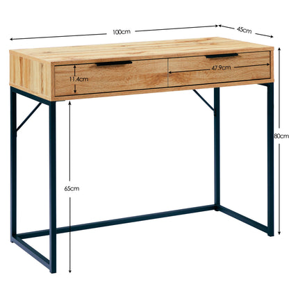 Julian Bowen Bali Dressing Table, 2 Drawer, Light Oak Effect - H80 x W100cm