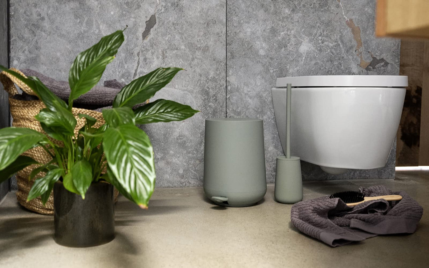 Zone Denmark Nova Bathroom Bin, Cosmetic Bin, Bathroom Waste Bin, Diameter 20.5 cm, Height 23.5 cm, Capacity 3 Litres, Soft Grey