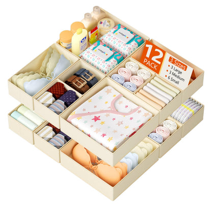 DIMJ Drawer Organisers Dividers for Clothes 12 Pack Baby Essentials Storage