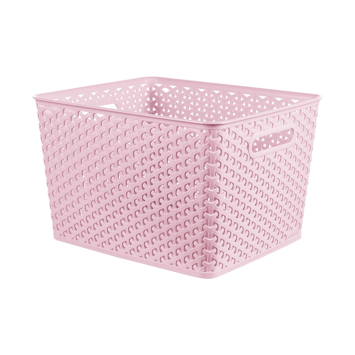 CURVER My Style Rattan Effect Set of 3 Kitchen, Living room, Bathroom, Bedroom, Utility Large Rectangular Storage Baskets 18 Litres - Pink