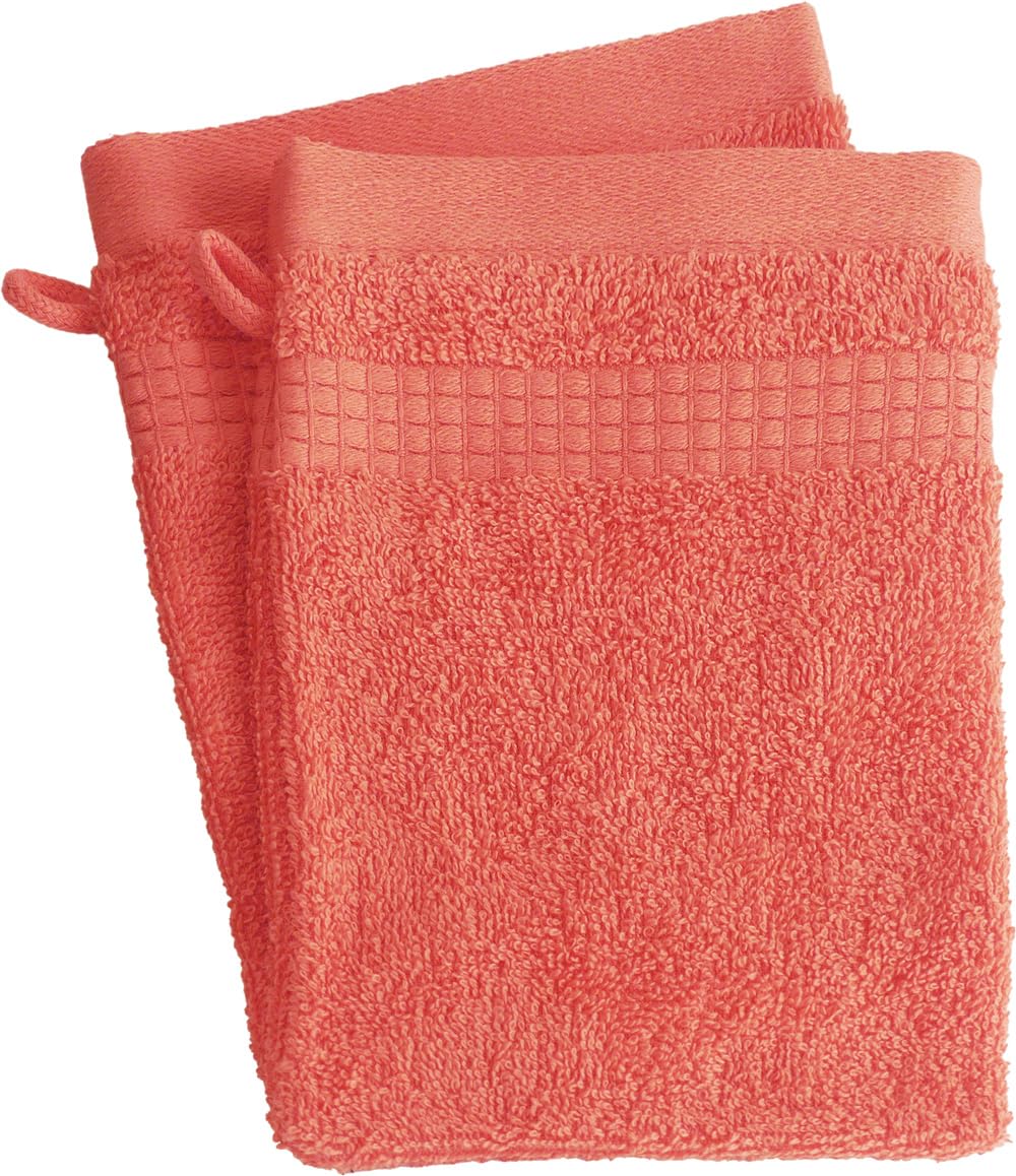 Le linge de Jules Set of 2 Washcloths – 100% Cotton – 450 g/m² – Coral