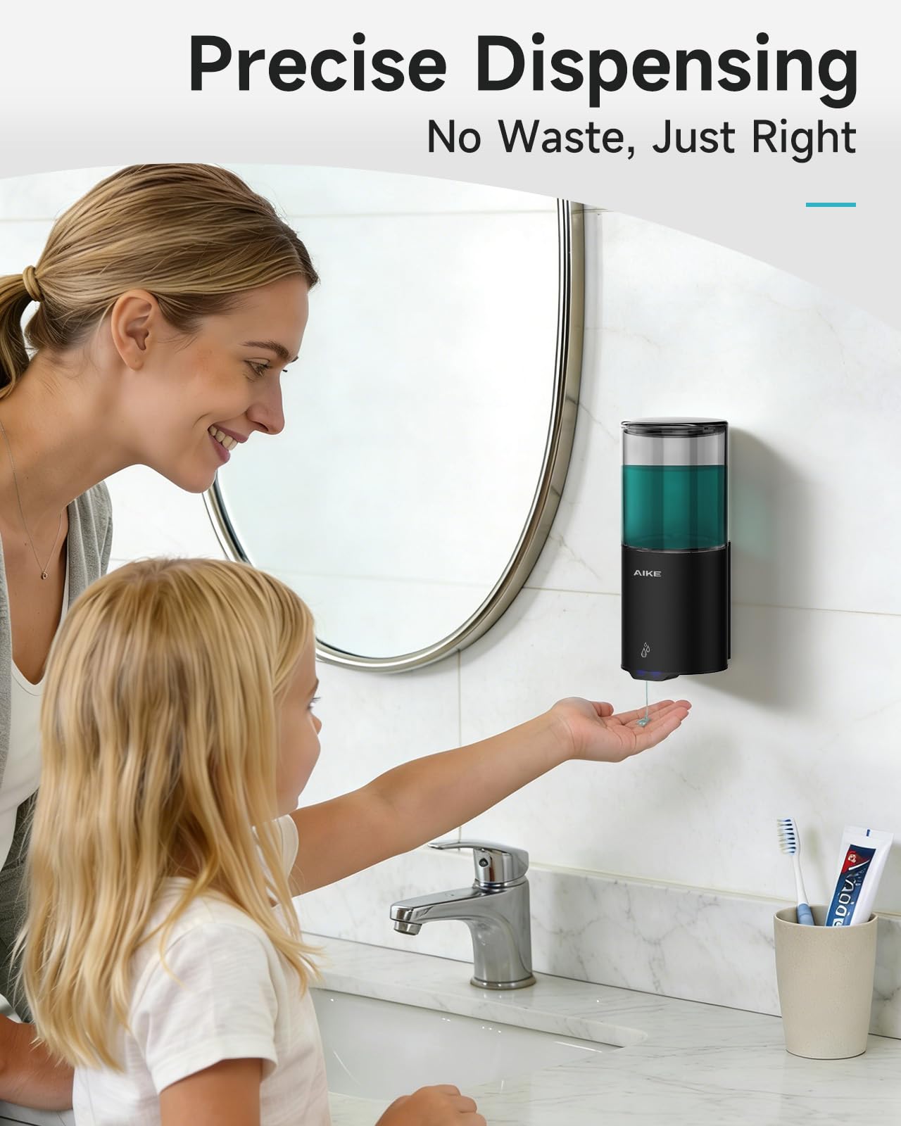 AIKE Automatic Liquid Soap Dispenser Wall Mount, IPX7 Waterproof 400ml